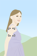 The focusing frame deviates from the face when the orientation of the camera becomes vertical.