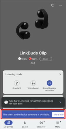 Sporočilo in gumb [More Info] (Več informacij) sta prikazana na dnu zaslona.