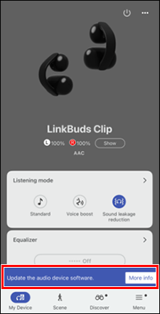 Sporočilo in gumb [More Info] (Več informacij) sta prikazana na dnu zaslona.