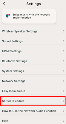 [Software update] is located in the 8th row from the top.