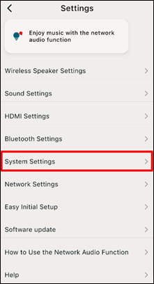[System Settings] is located in the fifth row from the top.