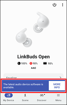 Poruka i gumb [MORE INFO] (Više informacija) pojavit će se na dnu zaslona.