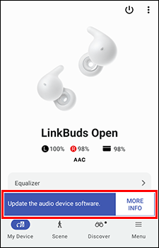 Poruka i gumb [MORE INFO] (Više informacija) pojavit će se na dnu zaslona.