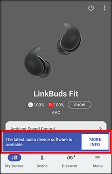 The message and [MORE INFO] button will be displayed at the bottom of the screen.