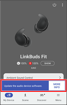 The message and [MORE INFO] button will be displayed at the bottom of the screen.