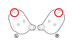 “The air hole is on the upper side when the earbuds are placed on a surface with the tips facing you