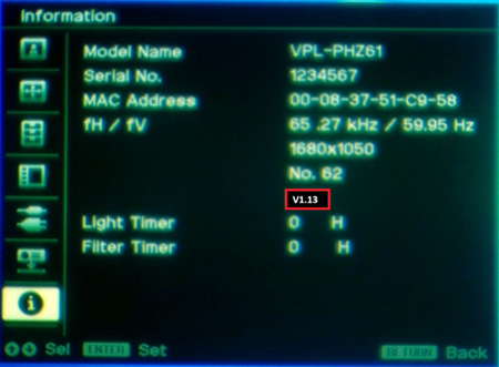 Select the [Information] menu item in the seventh row from the top on the far left. The version will appear near the center of the screen.