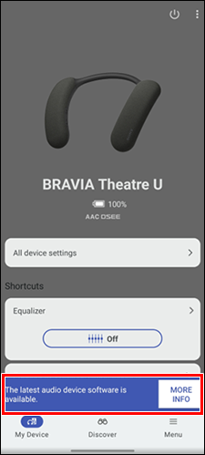 The message and [MORE INFO] button will be displayed at the bottom of the screen.