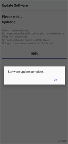 The message and [OK] button appears in the middle of the screen.