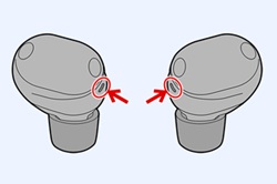 Air holes are just below the microphones of the earbuds