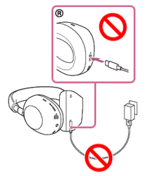 本機へのUSB Type-Cケーブル接続による充電を禁止することを示す画像が表示されている。