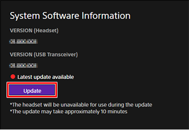 The Update button is located at the bottom left of the screen.