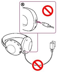 Uma imagem indicando que o carregamento via um USB Type-C®  É proibida a ligação de cabos à unidade.