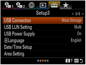 ［USB Connection］appears at the top of the list.