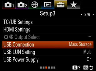 [USB Connection] appears fourth in the list.