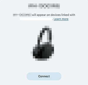 Google Fast Pair notification screen. The [Connect] button is displayed at the bottom of the screen.