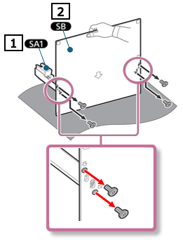 Remove the four screws that secure Stand Arm SA1 or SA2 to the Stand Base.