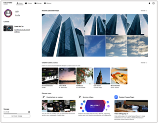 Creators' Cloud Web screen