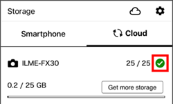 Cloud screen of the app. The "Complete" icon in the upper right of the screen is highlighted.