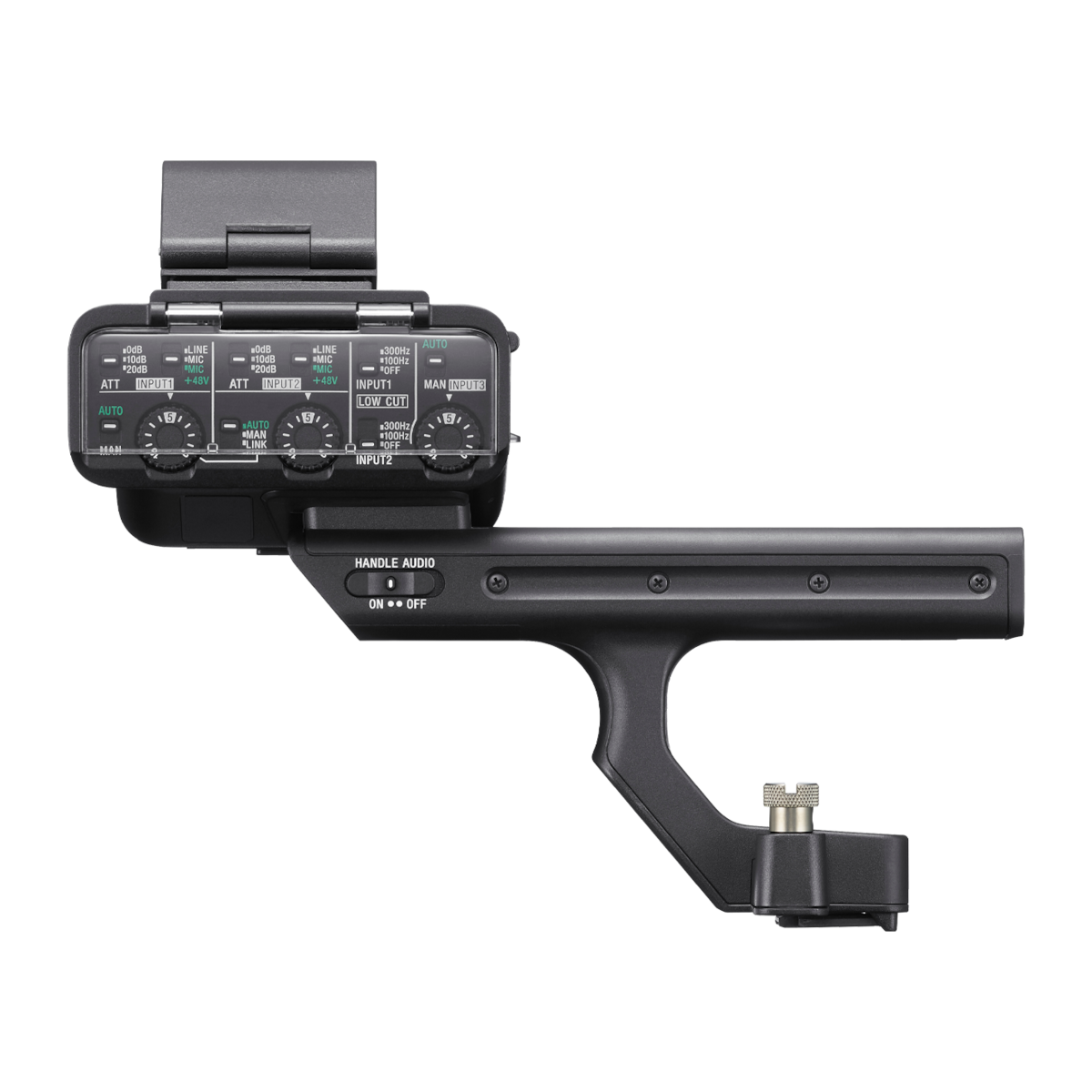 XLR Handle Unit with a variety of inputs (XLR, TRS, 3.5mm) and extensive controls