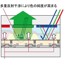 色純度の高い光を取り出すマイクロキャビティ構造のイメージ図