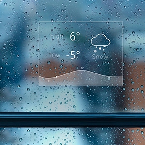 窓にUI画面が投影されている画像