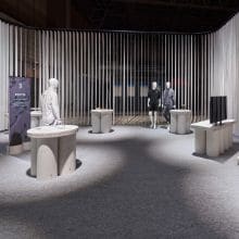 オリジナルブレンドマテリアルを建材化したテレビ台の画像